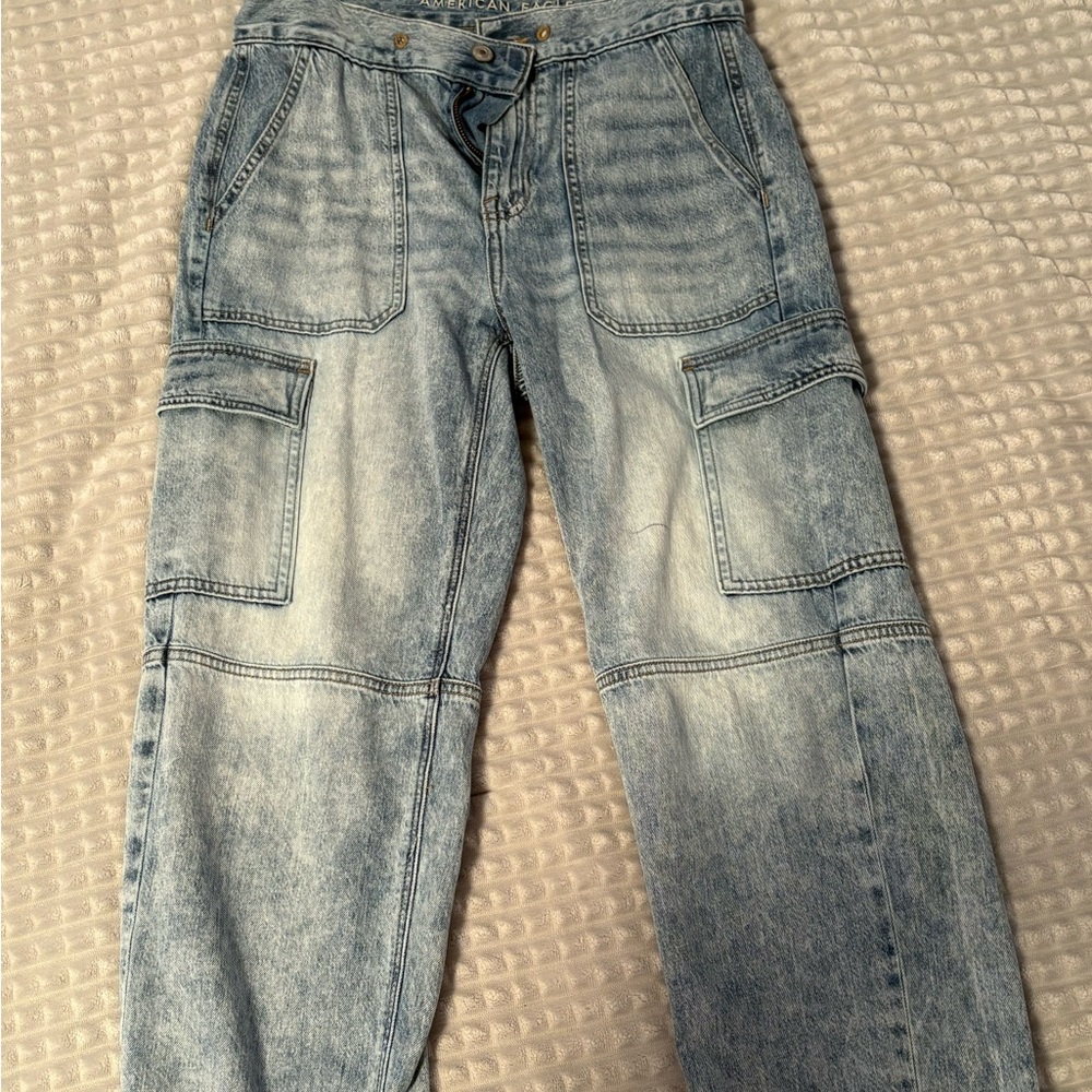 American Eagle Outfitters Blue Cargo Jeans